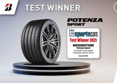 Bridgestone Potenza Sport Wins AutoBild Sportcars' 2021 Sports Tyre Test