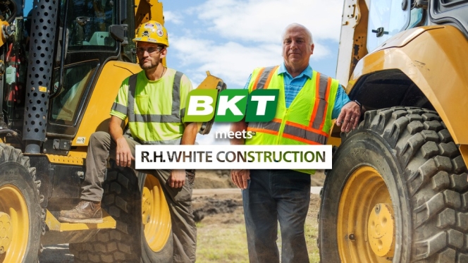 R H White Construction Relies On BKT Tyres