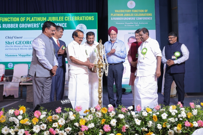 MoS George Kurian inaugurates the valedictory function of Platinum Jubilee celebrations and the Rubber Grower’s Conference